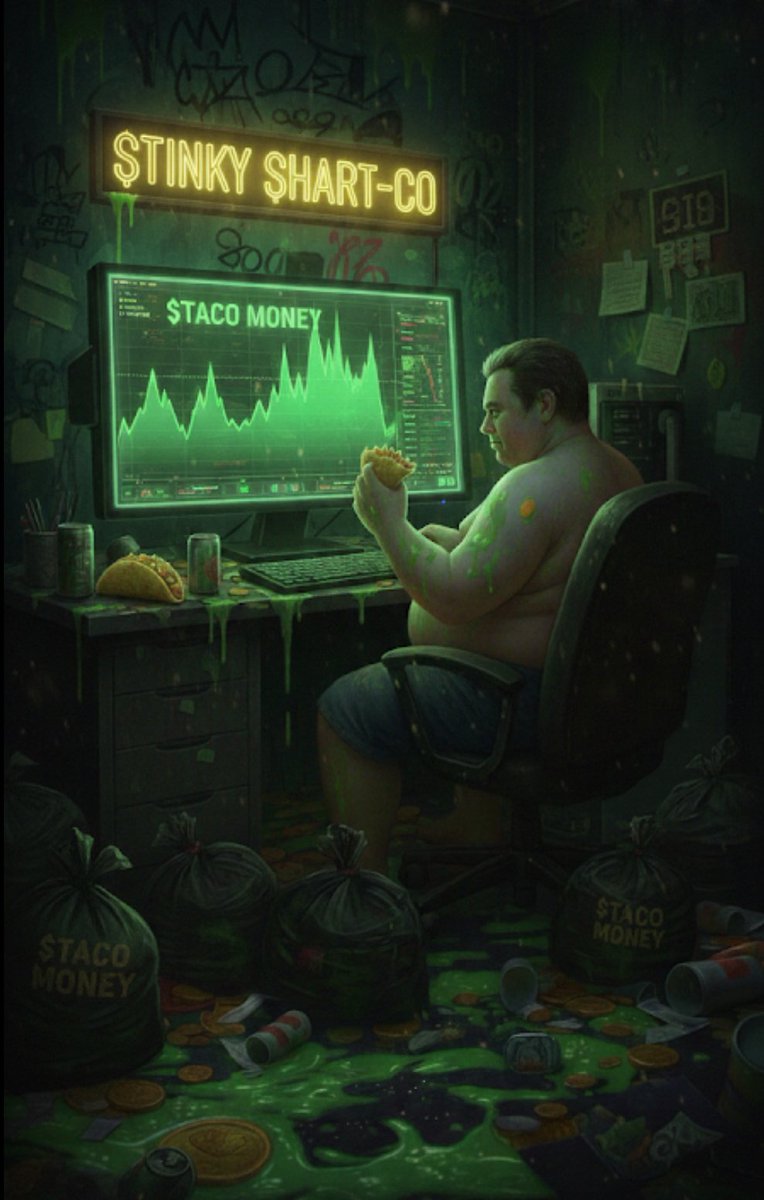 greasy_tacoking's tweet photo. Living in the filth, bathing in the gains. Drop a "💩" if you're holding your $TACO in the trenches! 💎
​#StinkyShart #TacoMoney https://t.co/N7N0zcuofz