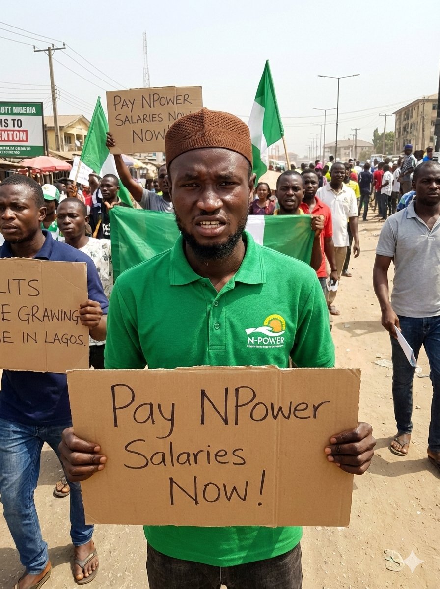 bashbjega's tweet image. “N-POWER = NO POWER, NO MONEY
PAY US OUR SALARIES!!!”