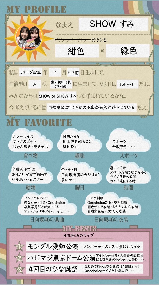 遅くなりましたが、 #おひさまプロフィール帳 を作ってみました