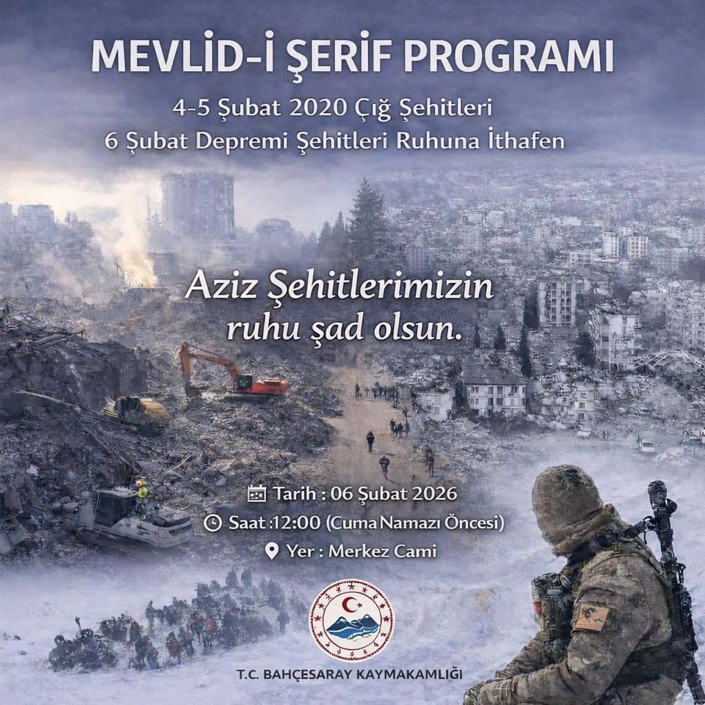 📢 Mevlid-i Şerif Programı

Vatandaşlarımızın bilgisine sunulur.