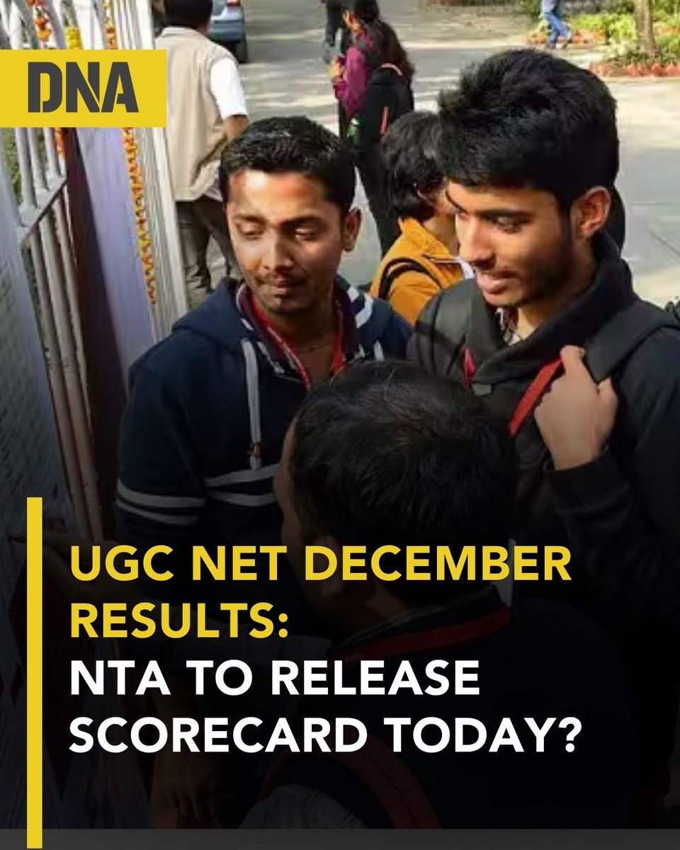 dna's tweet photo. UGC NET December Results Live Updates: NTA to release scorecard today? Step-by-step guide to download results, check direct link here
Know Here: https://t.co/E3Rnt5xjRc
#DNAUpdates | #UGCNET | #UGCNETResults https://t.co/lVmMYJ7MEl