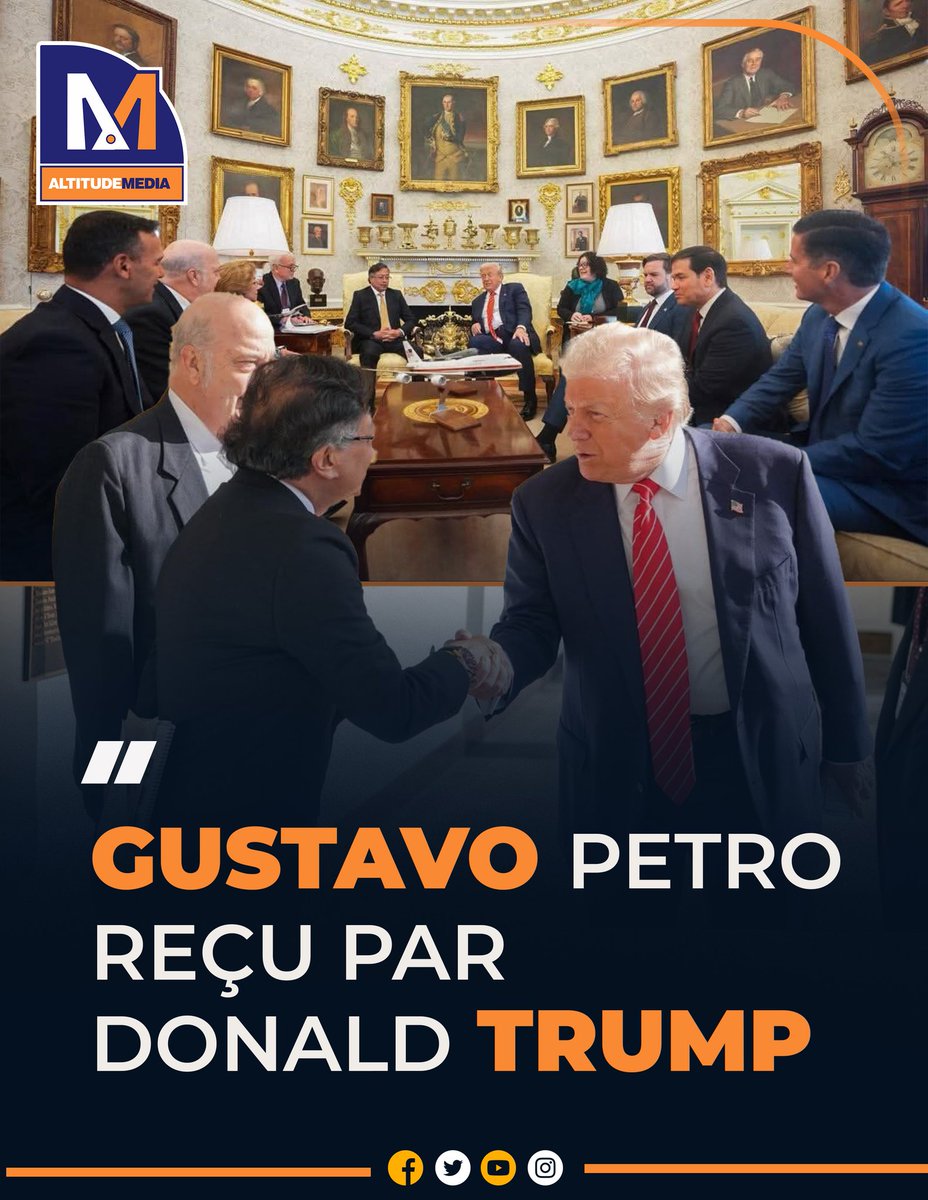 Altitudemedia5's tweet photo. La rencontre entre Gustavo Petro et Donald Trump intervient dans un contexte régional sensible, marqué par des enjeux sécuritaires et migratoires majeurs.
Un échange qui pourrait redéfinir les relations entre Washington et Bogotá après une période de crispation diplomatique https://t.co/IY4uswnega