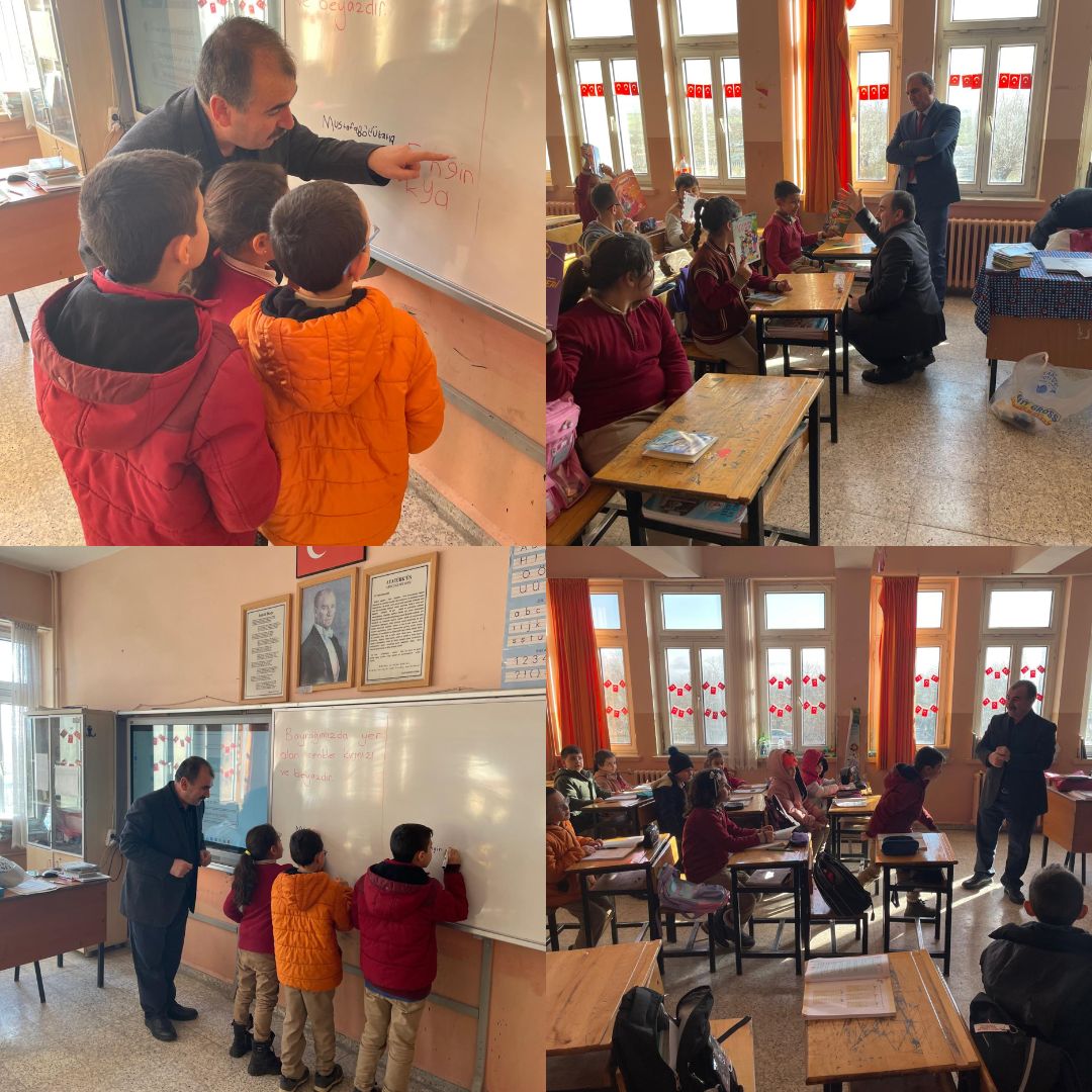 Corum19MEM's tweet photo. Köyde Okuma Etkinlikleri Çeşmeören İlkokulunda Gerçekleştirildi
Çorum İl Millî Eğitim Müdürlüğü tarafından yürütülen “Köyde Okuma Etkinlikleri” kapsamında, Yozgat Bozok Üniversitesi öğretim üyesi Prof. Dr. Mustafa Böyükata ve Hitit Üniversitesi Öğretim Üyesi Prof. Dr. Abdurrahman Asan, Çeşmeören İlkokulunda öğrencilerle bir araya geldi.
Etkinlik kapsamında öğrencilerle okuma kültürünü geliştirmeye, bilimsel söyleşiler ile Çeşmeören'nin Aziz Sancarlarını keşfetmeye çalıştılar. Kitap okumanın bireysel gelişime katkısı, öğrenme sürecindeki önemi ve hayal gücünü zenginleştiren yönleri üzerine paylaşımlarda bulunuldu. Öğrencilerin ilgiyle takip ettiği programda, soru-cevap bölümüyle etkileşimli bir ortam oluşturuldu. 
Köy okullarında okuma alışkanlığını güçlendirmeyi ve öğrencilerin akademik ve kişisel gelişimlerine katkı sağlamayı amaçlayan etkinlik, öğretmenler ve öğrenciler tarafından memnuniyetle karşılandı.