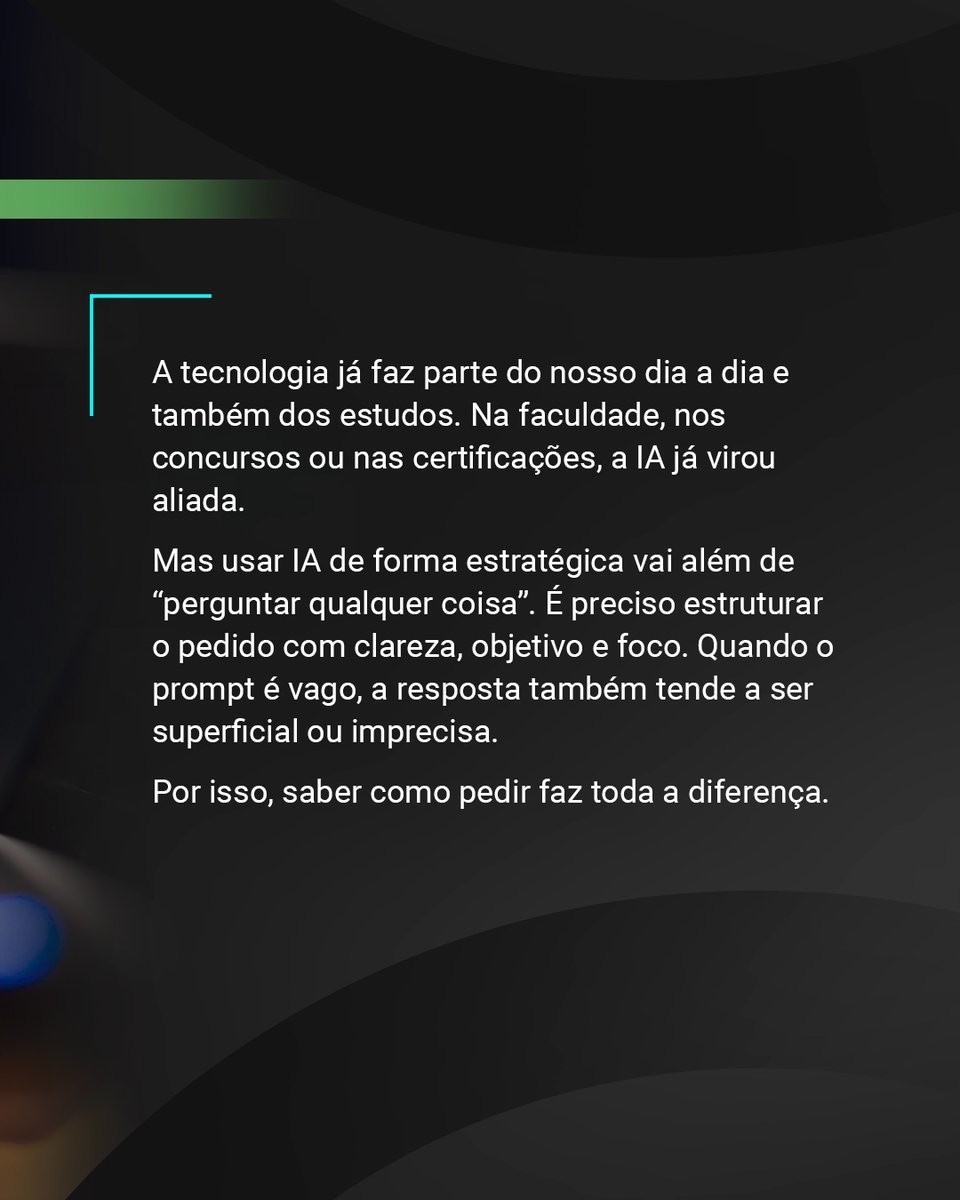 LabHackerCD's tweet image. IA também é aliada nos estudos!! 📚🤖

Reunimos 5 prompts que ajudam a organizar, revisar e treinar para concursos.

💬 Você já usa IA pra estudar? Tem algum prompt favorito? Conta aí!

#LABHacker #Inovação #Educação #IA