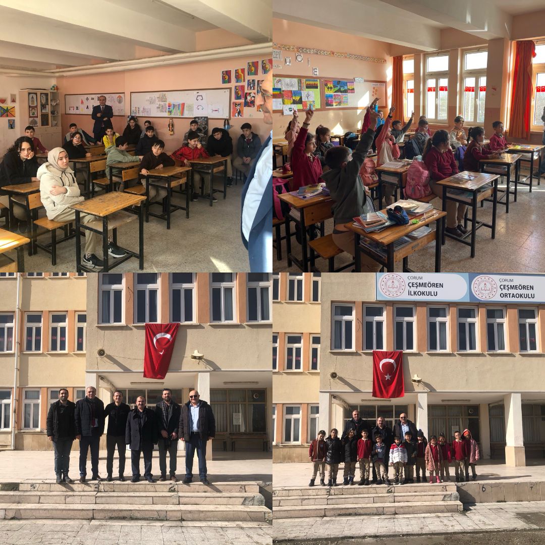 Corum19MEM's tweet photo. Köyde Okuma Etkinlikleri Çeşmeören İlkokulunda Gerçekleştirildi
Çorum İl Millî Eğitim Müdürlüğü tarafından yürütülen “Köyde Okuma Etkinlikleri” kapsamında, Yozgat Bozok Üniversitesi öğretim üyesi Prof. Dr. Mustafa Böyükata ve Hitit Üniversitesi Öğretim Üyesi Prof. Dr. Abdurrahman Asan, Çeşmeören İlkokulunda öğrencilerle bir araya geldi.
Etkinlik kapsamında öğrencilerle okuma kültürünü geliştirmeye, bilimsel söyleşiler ile Çeşmeören'nin Aziz Sancarlarını keşfetmeye çalıştılar. Kitap okumanın bireysel gelişime katkısı, öğrenme sürecindeki önemi ve hayal gücünü zenginleştiren yönleri üzerine paylaşımlarda bulunuldu. Öğrencilerin ilgiyle takip ettiği programda, soru-cevap bölümüyle etkileşimli bir ortam oluşturuldu. 
Köy okullarında okuma alışkanlığını güçlendirmeyi ve öğrencilerin akademik ve kişisel gelişimlerine katkı sağlamayı amaçlayan etkinlik, öğretmenler ve öğrenciler tarafından memnuniyetle karşılandı.