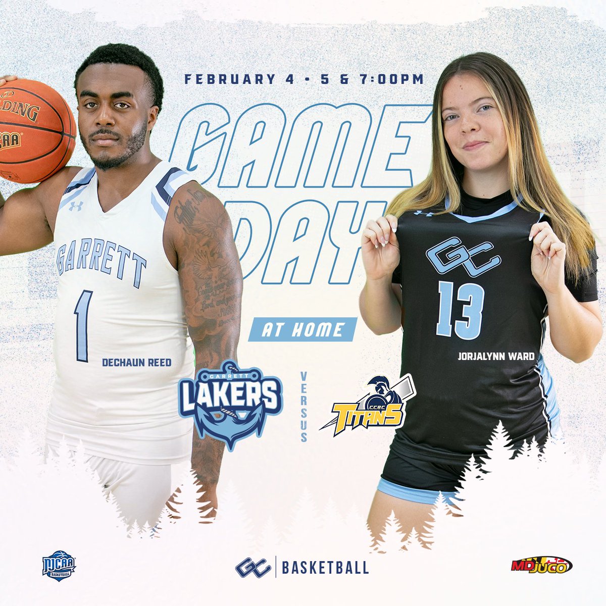 GarrettLakers's tweet photo. Itโs GAME DAY! ๐โ
๏ธ
๐ CCBC Titans
โฐ Women | 5 PM
โฐ Men | 7 PM
๐ McHenry, MD
๐บ Watch live: https://t.co/pxUPBlNNj4
#garrettlakers #lakernation #GCBasketball #njcaabasketball #juco https://t.co/3swi5vo6YN