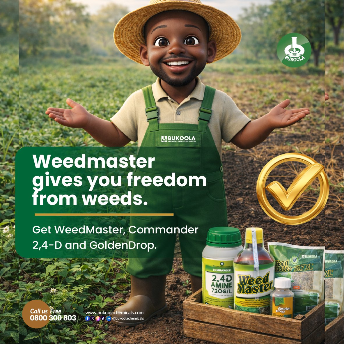 BukoolaChemical's tweet photo. Strong weed control made simple. With WeedMaster, Commander 2,4-D and GoldenDrop, you get faster weed knockdown, healthier crops, and better returns from every acre. Get these products from your nearest agro inputs shop.
#BukoolaChemicals #WeedControl #WeedMaster #24D #GoldenDrop https://t.co/HNeEy24s4K