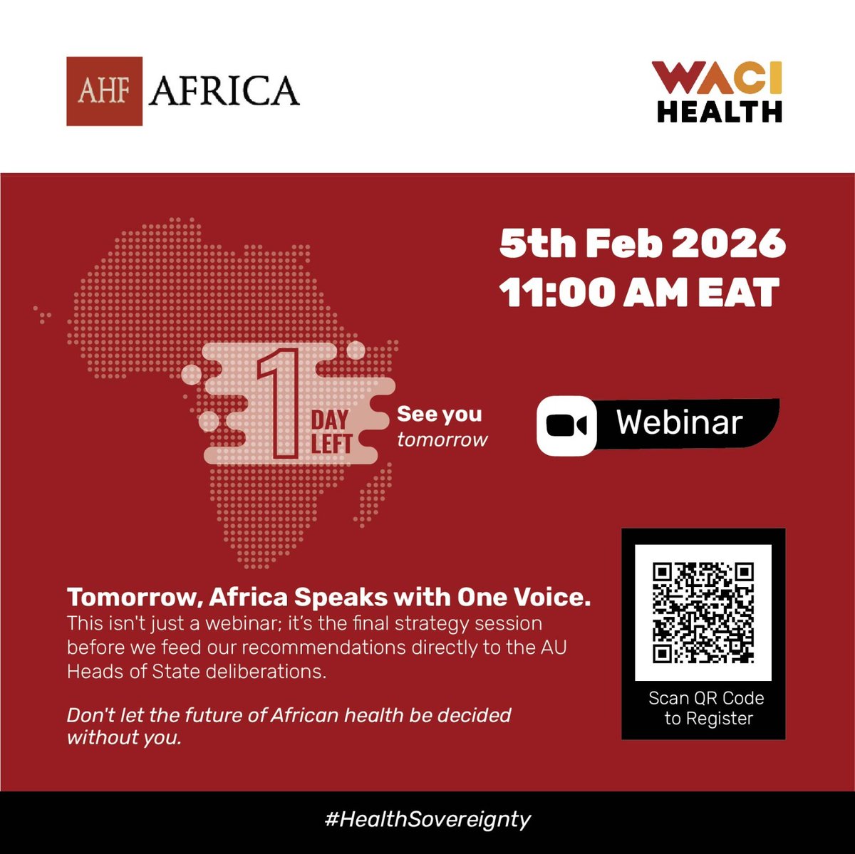 Tomorrow, Africa speaks with one voice on health sovereignty.
Add your voice to the CSO call ahead of the AU Heads of State Summit.
Join the webinar tomorrow at 11:00 AM EAT.
Zoom link
aidshealth-org.zoom.us/j/99060934738?…