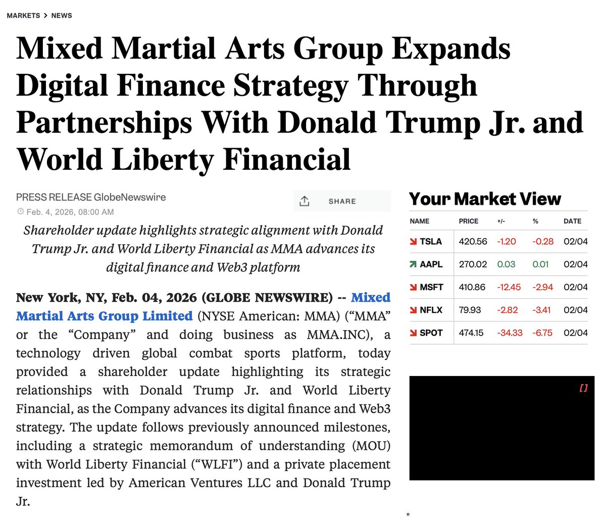 NYSE: $MMA Expands Digital Finance Strategy Through Partnerships With <a href="/DonaldJTrumpJr/">Donald Trump Jr.</a> and World Liberty Financial <a href="/worldlibertyfi/">WLFI</a> 

markets.businessinsider.com/news/stocks/mi…

<a href="/TheNotoriousMMA/">Conor McGregor</a> <a href="/John_Kavanagh/">Coach JK</a> <a href="/laura_sanko/">Laura Sanko</a>