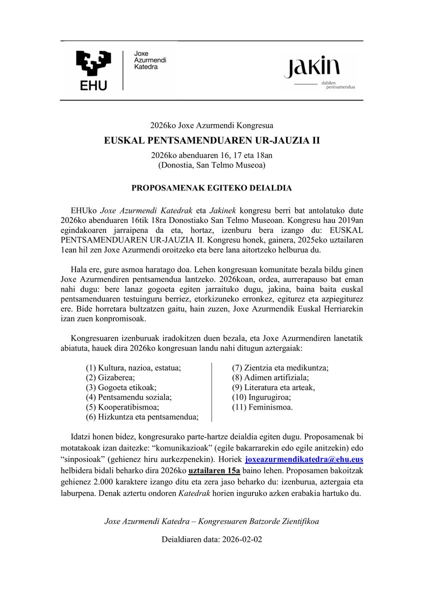 Joxe Azurmendi Katedra tweet media