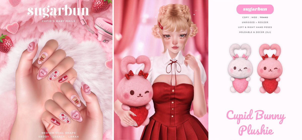KawaiiFeedSL's tweet photo. SugarBun: Cupid's Baby Nails &amp; Cupid Bunny Plushie @ Cupid's Fault〡Taxi: https://t.co/EYuVyvERmm 
#SecondLife #SugarBun #CupidsFault #slevent #slcontent #KawaiiFeed https://t.co/abtchd4fSG