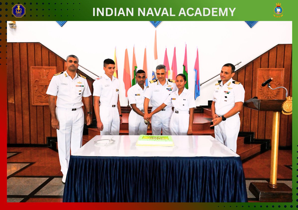 IN_NavalAcademy's tweet photo. 🇮🇳Ayubowan🇱🇰

Sri Lankan trainees at #INA celebrated #SL National Day at their home away from home with fellow Indian trainees. 
The day marks enduring bonds of friendship,  cooperation and shared maritime heritage of 🇮🇳India and Sri Lanka 🇱🇰.
#SriLankaNationalDay #MaritimePartnership
#EnduringFriendships 
@indiannavy 
@IndiannavyMedia 
@IN_HQSNC 
@IN_HQENC 
@IN_WNC