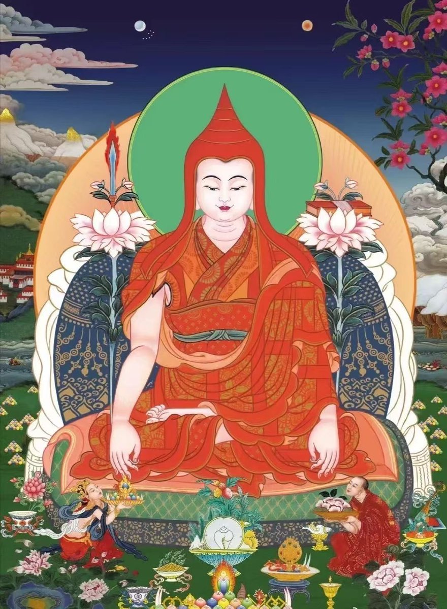 རྒྱལ་བ་ཀུན་གྱི་ཡེ་ཤེས་གཅིག་བསྡུས་པ།།
一切勝者智慧總集身
མཁྱེན་རབ་ཆོས་ཀྱི་ཉི་མ་འབྱམས་སུ་ཀླས།།
遍智圓滿法日無邊際
ཀློང་ཆེན་རབ་འབྱམས་ཞབས་ལ་གསོལ་བ་འདེབས།།
龍欽冉江足前誠祈請
ཕྱོགས་མེད་ཤེས་རབ་མཆོག་གི་དངོས་གྲུབ་སྩོལ།།
祈賜殊勝無偏之智慧🙏