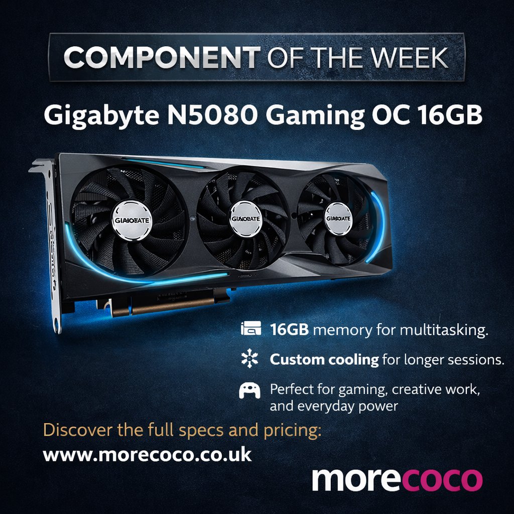 Morecoco_store's tweet photo. 🔧 Component of the Week: Gigabyte N5080 Gaming OC 16GB

💥 Solid performance
❄️ Efficient cooling
🎮 Great for gaming builds
Check it out: https://t.co/XMUiU5YfDg
#MoreCoCo #PCBuilds #GPU https://t.co/Z3ypKzzYE7