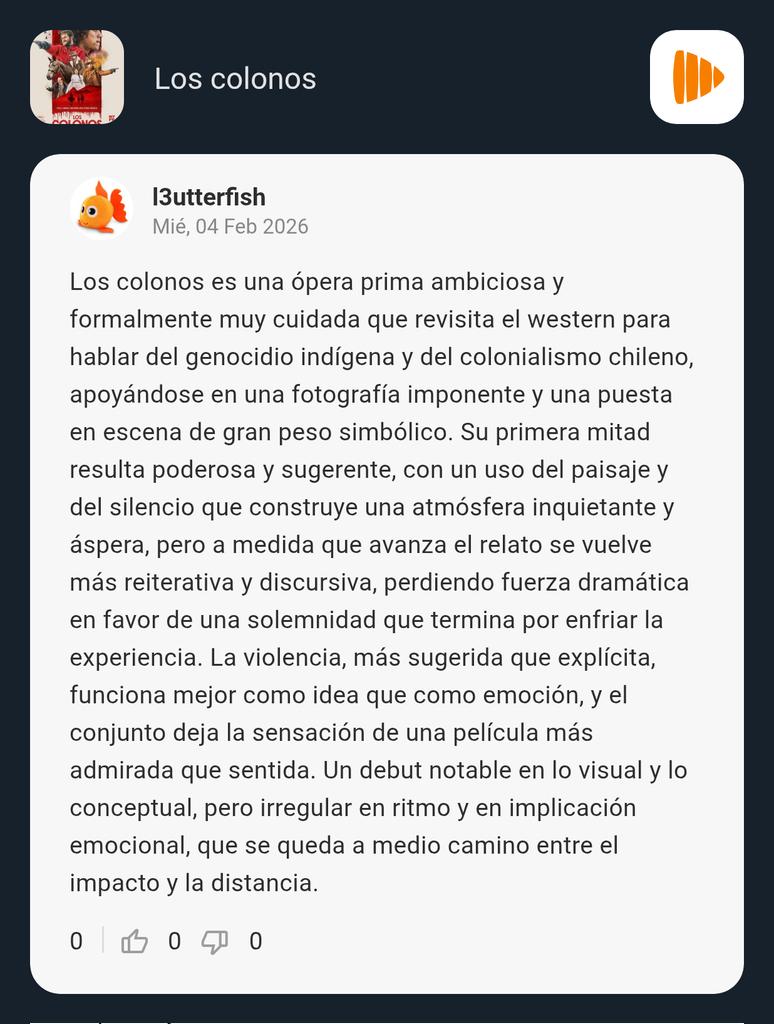 l3utterfish's tweet image. Los colonos es una ópera prima ambiciosa y formalmente muy cuidada que revisita el western para h... #PlayMax playmax.mx/comment111572
