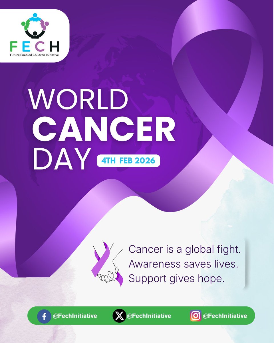 FechInitiative's tweet photo. Today, we stand together to raise awareness, support early detection, and remind everyone that care should be for all.
World Cancer Day | 4th February

#WorldCancerDay #fechinitiative #CancerAwareness https://t.co/iUzDtuzLM1