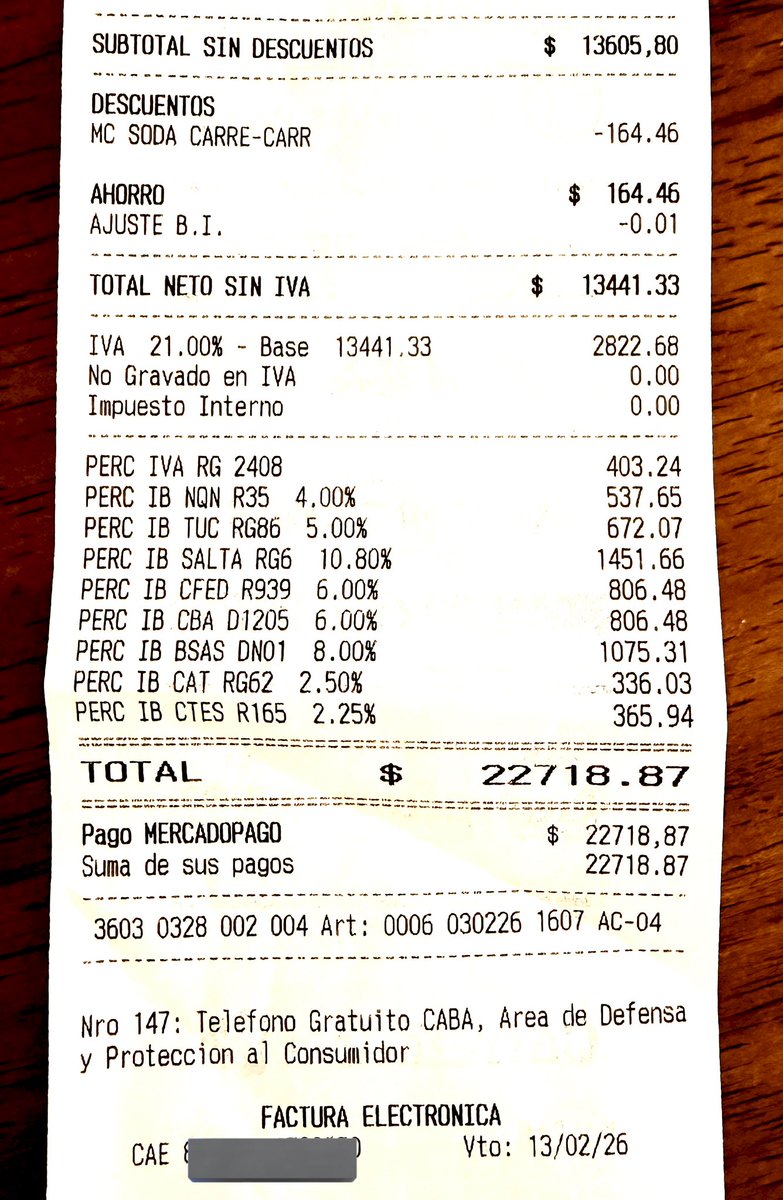 Situación: 

Haciendo compras en famoso supermercado (versión express)

-Voy a pagar: Son $16.400

Ah perdón, te voy a pedir FACTURA A

-Ok, serian $22.718

Pregunto desde el total desconocimiento, xq en otros super no pasa?