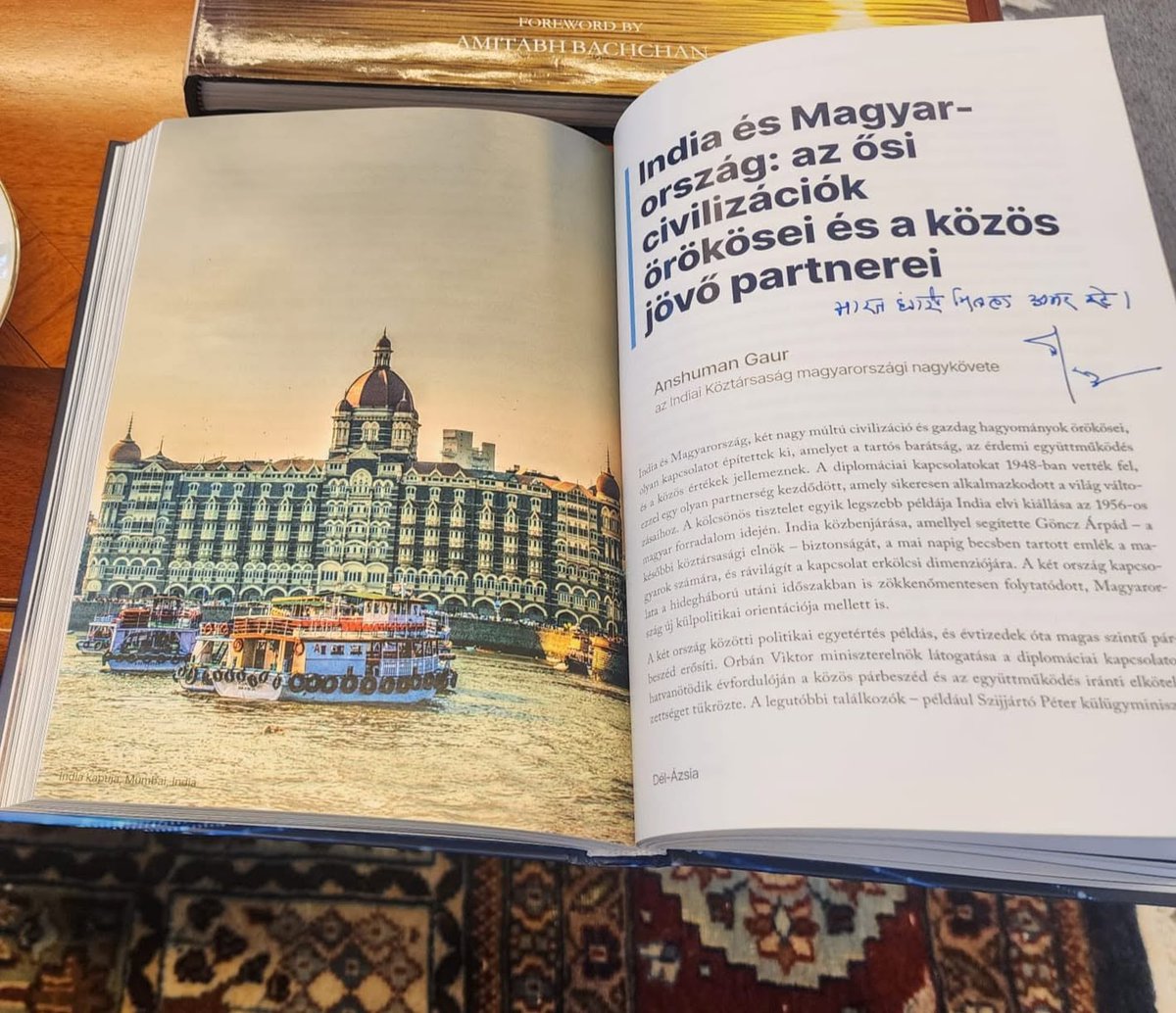 IndiaInHungary's tweet photo. 🇮🇳🤝🇭🇺 Bridging Civilizations & Strengthening Ties
​Ambassador was delighted to receive Mr. Levente Horváth, Founding Director of the Eurasia Center at Neumann János Egyetem, and Ms. Mariann Őry today.
​They presented the newly launched volume “Keleti Nyitás 15” (Eastern Opening 15), reflecting on the last 15 years of Hungary’s evolving foreign policy.
​✍️ A Shared Future:
The book features a special contribution by the Ambassador: “India and Hungary: Inheritors of Ancient Civilisations and Partners in a Shared Future.”
​During the cordial meeting, the Ambassador signed his contributed pages, marking another step in the rich intellectual dialogue between our two nations.

​#IndiaHungary #KeletiNyitás #Diplomacy #EurasiaCenter #BookLaunch #SharedFuture

@MEAIndia
@IndianDiplomacy
@EurasiaMagazine
@PIB_India
@DDNewslive
@otmarianna
@iccr_hq