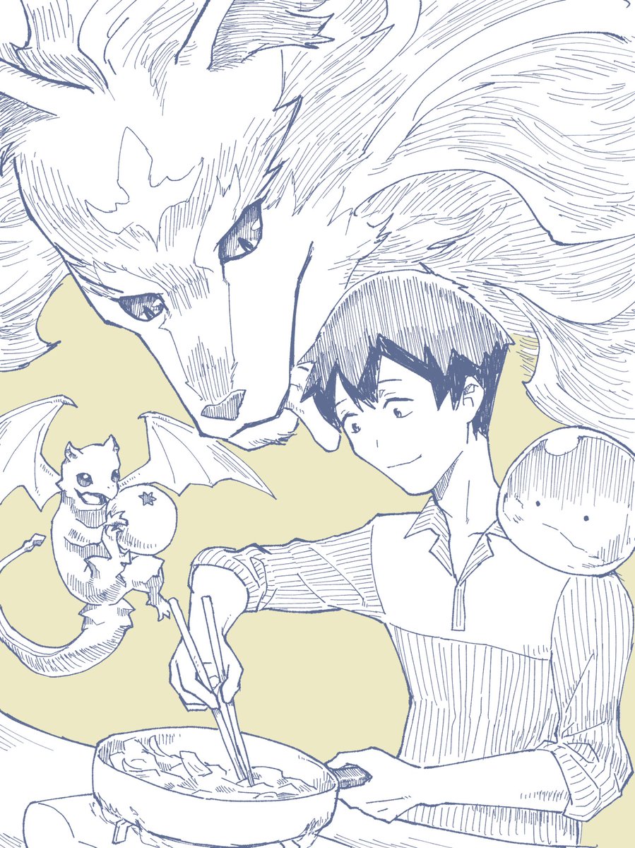 息子が「とんでもスキルで異世界放浪メシ」というアニメを繰り返し観てるのでそのイラストを描いてみました。