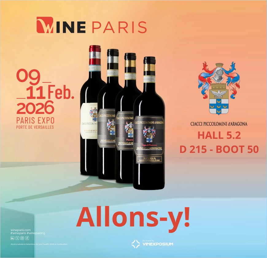 cpdavini's tweet photo. Ciacci Piccolomini in Paris!

9-11 Febbraio 2026
Paris Expo, Porte de Versailles
Hall 5.2 
D 215
Boot 50

Allons-y!

Info&amp;More
sales@ciaccipiccolomini.com
marketing@ciaccipiccolomini.com

#ciaccipiccolomini 
#rareitalianstyle
#WineParis
#Vinexposium
#PairingPerfection https://t.co/VH8KRmrM2O