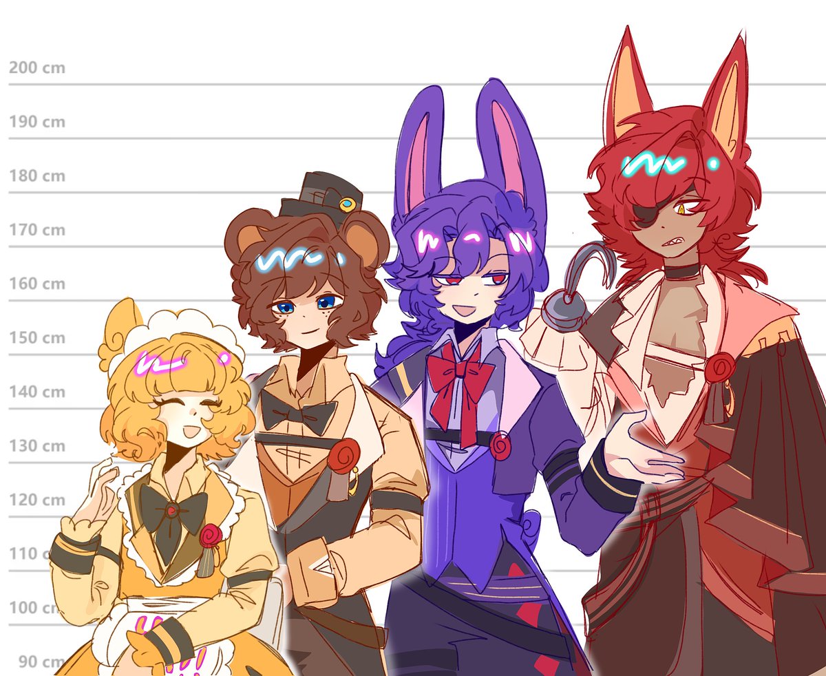P13xSDxBIewyiia's tweet photo. These are their heights

#FNAF擬人化
#FNAF https://t.co/JgjBcK7sa0