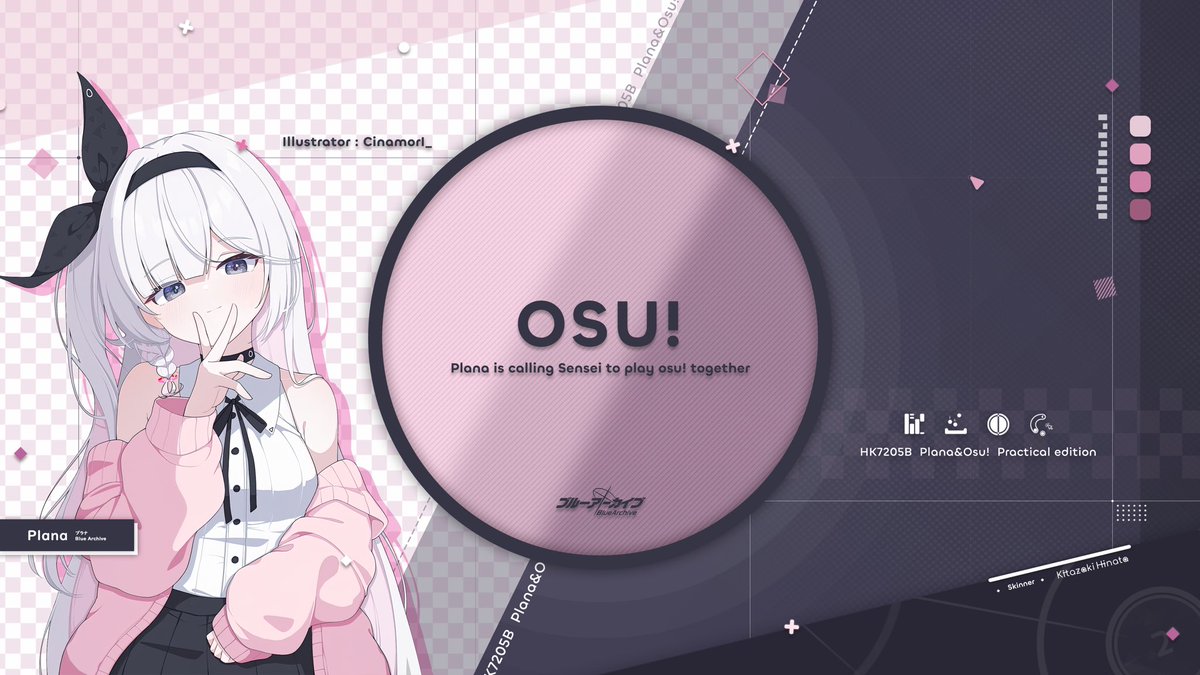 new osu! skin release in about 2 weeks.
Illustrations from: CinamorI_
Please vote for my free Arona&amp;Plana skin!!! At: osu.ppy.sh/community/cont…
#BlueArhcive #Osu #Plana