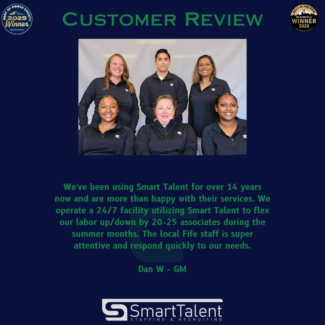 SmartTalent's tweet photo. Thank you for the kind words! If you’re looking for staffing solutions and expert support to build a strong, reliable team, SmartTalent has you covered.

📷 Get started today: 1-866-SMARTWORK
📷 https://t.co/tXuJJxUuaJ https://t.co/60Jx3tRzHf