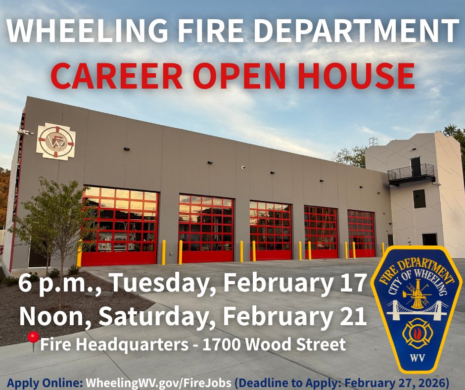 WheelingFD's tweet photo. Interested in becoming a Wheeling Firefighter? 
Join us for one of our Career Open Houses this month! We’re hosting two opportunities for anyone curious about a career in the fire service:
-6 p.m., Tuesday, Feb. 17
-Noon, Saturday, Feb. 21
 📍Fire Headquarters - 1700 Wood St https://t.co/coAVk2pwFj