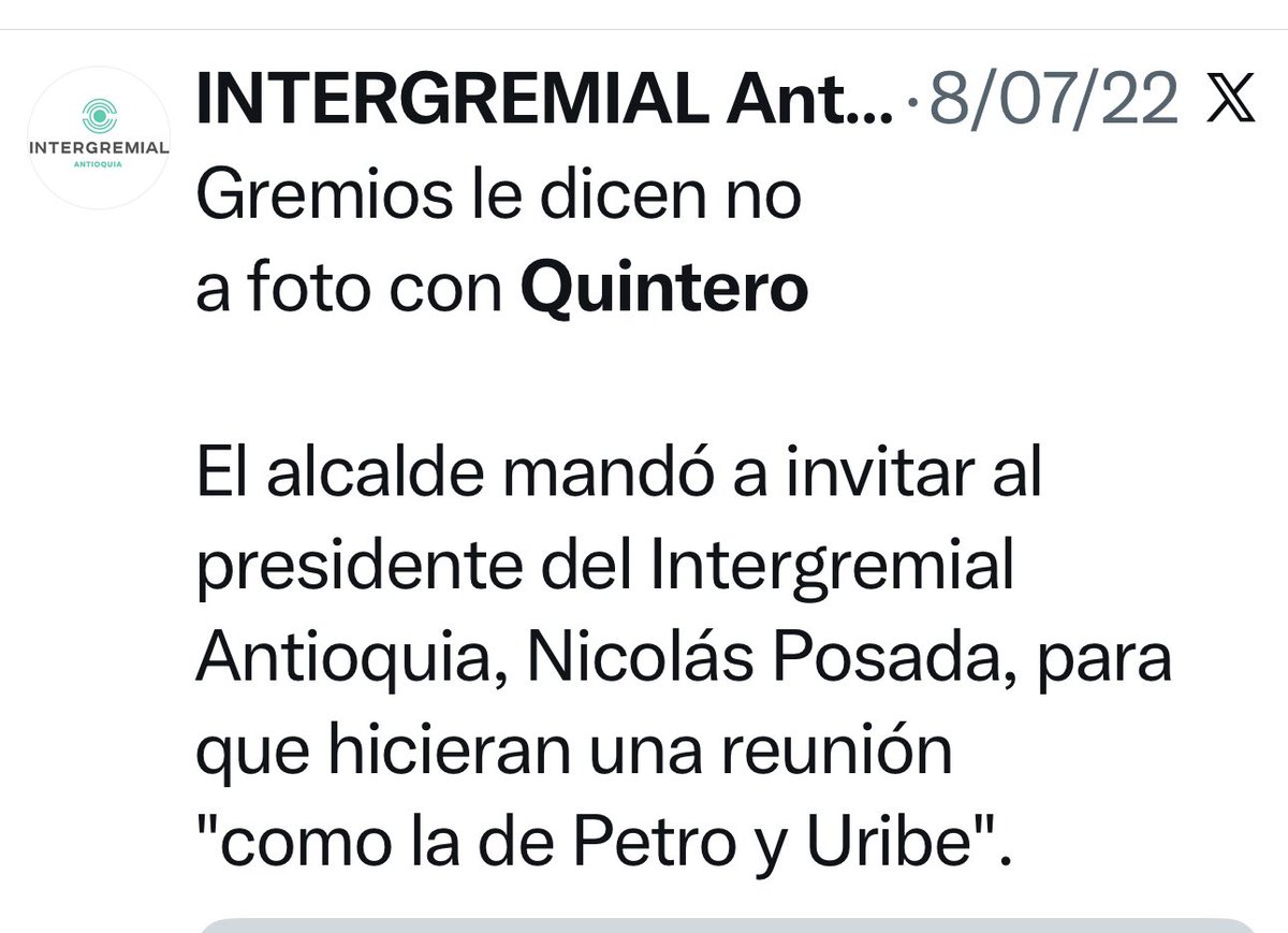 INTERGREMIALant's tweet photo. Como Intergremial Antioquia, alertamos durante todo el mal gobierno de Daniel Quintero, los posibles actos de corrupción y las denuncias realizadas por el mal manejo de los recursos públicos. 

Hoy los entes de control por fin actúan , acusando a los integrantes del carrusel más grande de la corrupción.