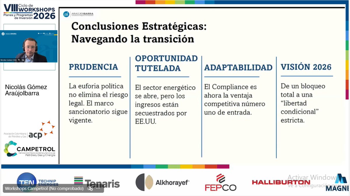 AraujoIbarraCol's tweet image. En el VIII Ciclo de #Workshops de @campetrol, nuestros expertos presentaron “Venezuela 2026: el nuevo horizonte regulatorio”. Claves: entorno cambiante, gestión de riesgos y visión estratégica. Gracias a #Campetrol por este espacio. 🌎⚖️ #OilAndGas #ComercioExterior