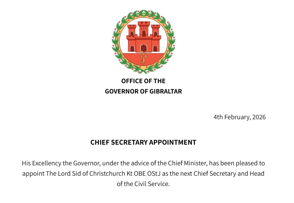 The Lord Sid of Christchurch has been appointed as the Chief Secretary and Head of the Civil Service.