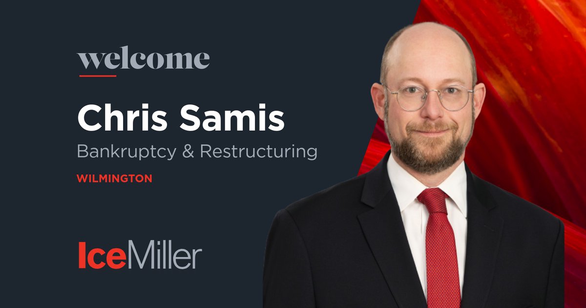 IceMillerLLP's tweet image. We are proud to announce the opening of our new #Delaware office, further expanding our national platform and strengthening our #Bankruptcy &amp;amp; Restructuring capabilities. This expansion is anchored by the addition of Christopher Samis. Learn more: ow.ly/bnrn50Y8qQ0