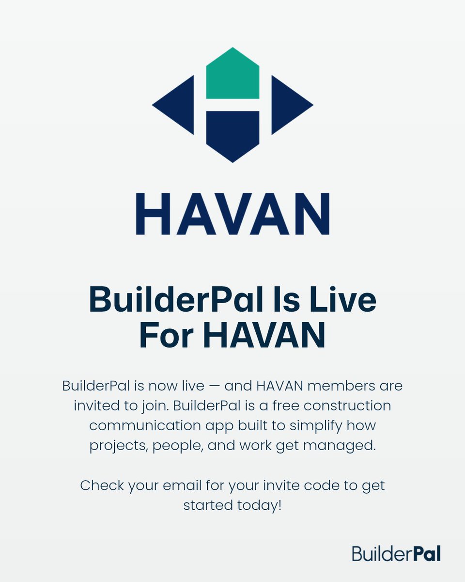 builderpal_app's tweet photo. BuilderPal is live, and HAVAN members are invited to join. It’s a free app built for contractors to enhance communication, simplify project coordination, and ease day-to-day work.

To Join, press here:
https://t.co/6Dy6fcZhNS https://t.co/aDMIvo2KVh