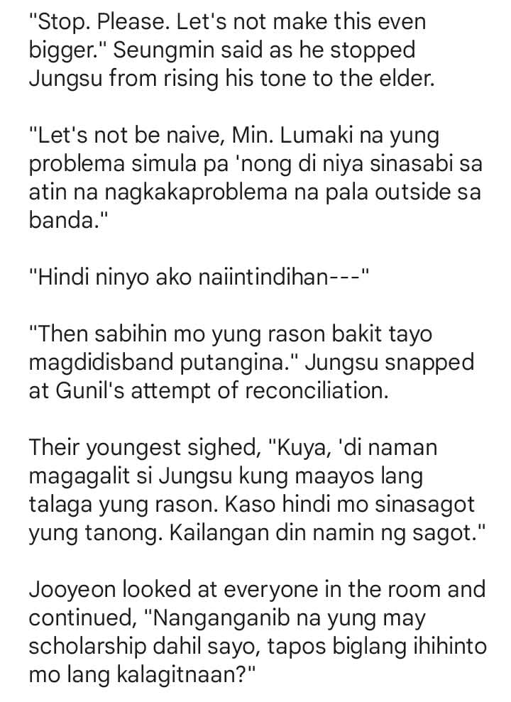 extalinary's tweet photo. I found a 4-year draft for my supossed-to-be university fic for XH. Idk ano nakain ko before to write this scene before, pero enjoy!
#XH #XdinaryHeroes #Gunil #Jungsu #Ode #Gaon #Junhan #Jooyeon https://t.co/ifzXU0Fepf