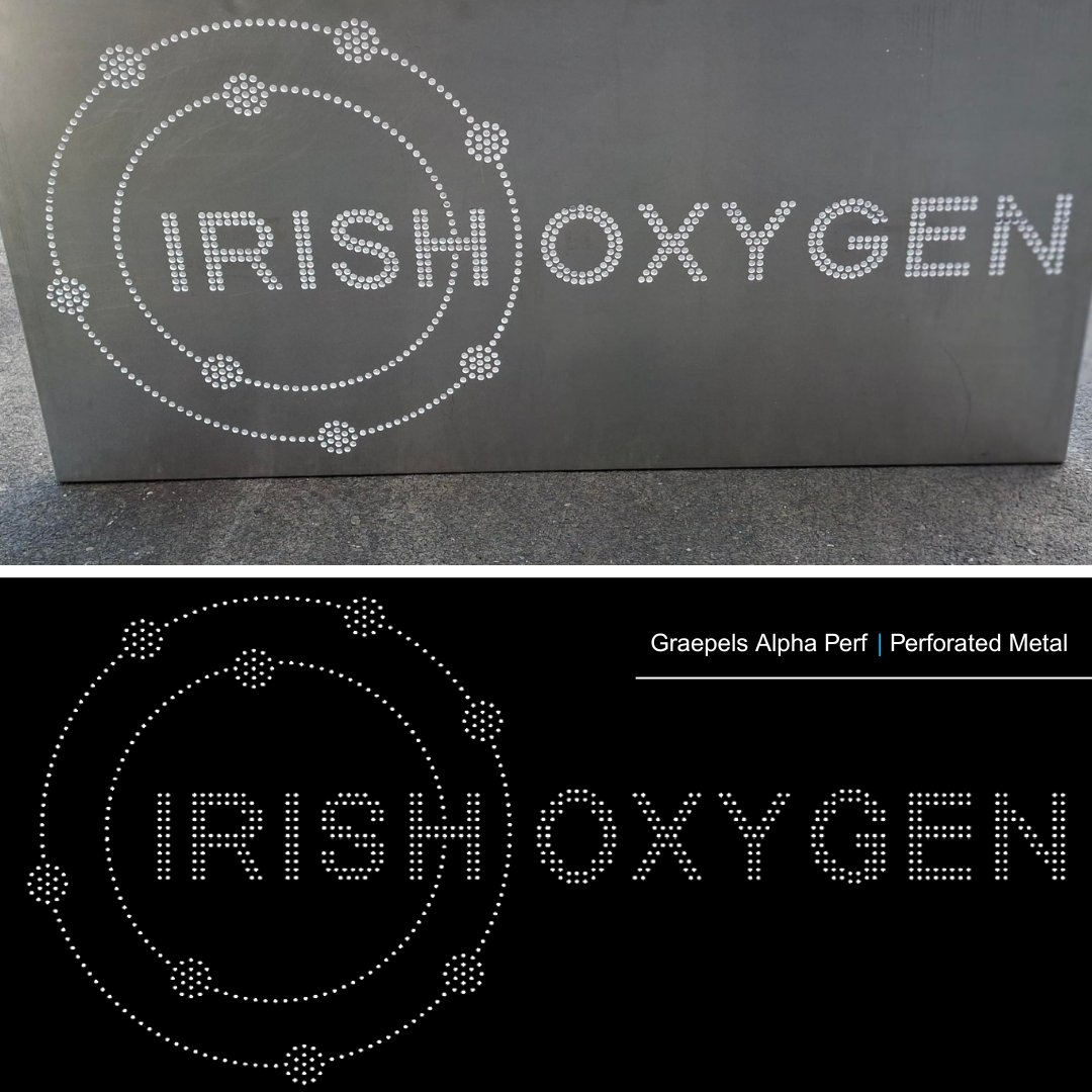 Graepels's tweet image. We were delighted to manufacture this signage for Irish Oxygen using our Alpha Perf method for perforated text. This solution is clean and modern, delivering both impact and durability!

#PerforatedMetal #Signage #Manufacturing #Engineering #AlphaPerf #MetalFabrication #Graepels