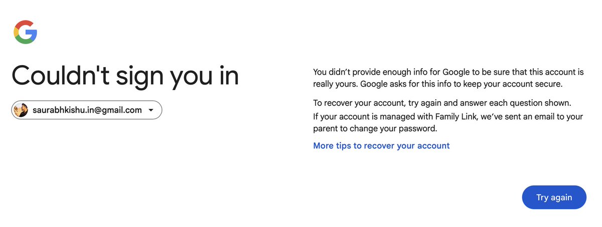 saurabhkishuin's tweet photo. @TeamYouTube they have changed every recovery option. I have original govt ID to prove its my account. Also I have all the devices where I had my gmail and youtube login. please help in getting back access. I fear financial fraud as well because all my accounts are linked. @TeamYouTube https://t.co/wZHtTOZe8X