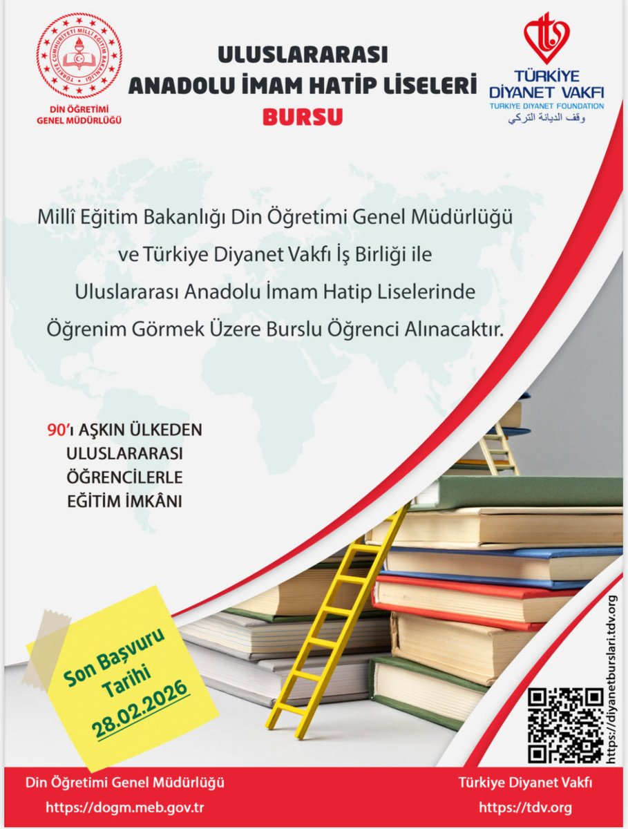 TC_BeyrutBE's tweet photo. 📣 يا شباب، هل ترغبون في 👨‍🎓 مواصلة تعليمكم في 🏫 مدارس الأناضول الثانوية الدولية للأئمة والخطباء في 🇹🇷⁉️

🚨 تم فتح باب التقديم لمنح @DiyanetVakfi‼️

🗓️ آخر موعد للتقديم: ٢٨ شباط

👈🏼 https://t.co/6iBQe0LL4s https://t.co/VUFka1jMnd