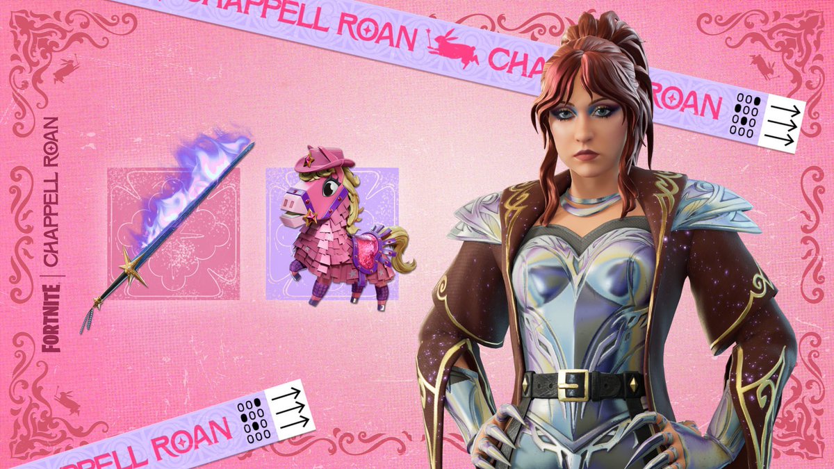 NotPaloIntel's tweet photo. Esto es lo que incluye el Lote de Tienda de Chappell Roan: 

- 1 Skin
- 1 Mochila 
- 1 Pico
- 1 Envoltorio
- 1 Jam Track
- 1 Compañero 
- 2 Gestos

Disponible mañana https://t.co/0dNFh9yx0P