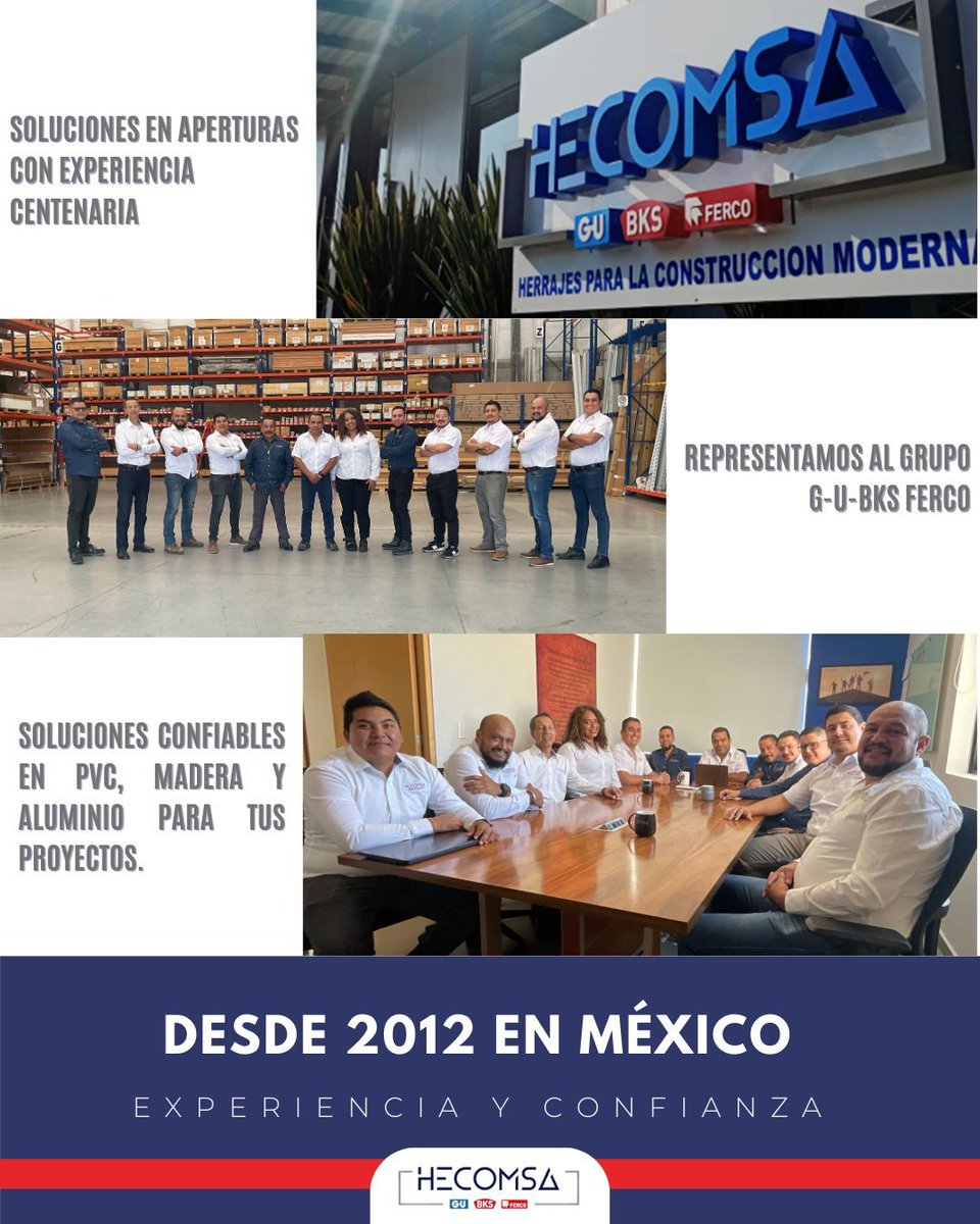 hecomsa's tweet photo. 🛠️ HECOMSA: Soluciones en aperturas con experiencia centenaria
✅ Experiencia y confianza🔧 Amplia variedad de herrajes🏡 Soluciones para cualquier tipo de apertura

Solicita información al: 📲33 1657 3158 o inicia una conversación en Whats App aquí ✅ https://t.co/VDw0mRb90w https://t.co/5Br73w6H9d