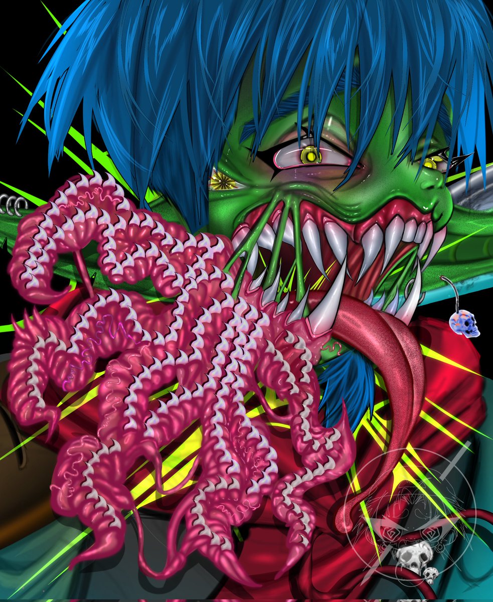 bubftbun's tweet image. skulls and teeths!!!! 🤘💚💚

#artmoots