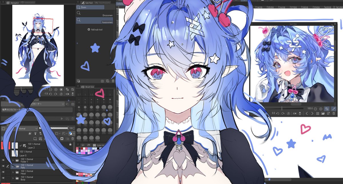 A little WIP of a new VTuber child in the works 💙🍒

1 more slot left for this month still available!
