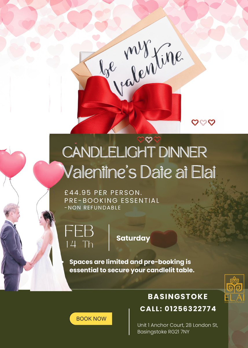 elai_uk's tweet photo. 🕯️ A table for two. A moment forever. 🕯️
This Valentine’s Day, slow down and reconnect over a candle-light dinner for couples at Elai Indian Restaurant. Sparkling Kir Royale, soulful curries, and pure romance await.

💑 Book now — love fills fast
☎️ 012 5632 2774 https://t.co/dHALoYDyFx
