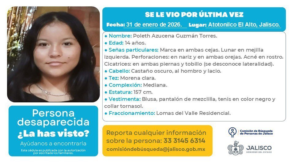 VMGlezR's tweet image. Desaparece una menor de edad en #Atotonilco, #Jalisco.