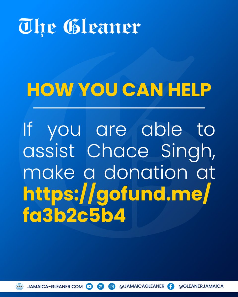 What began as a simple attempt to pick ackees ended in catastrophe. Electrocuted by overhead power lines in Portmore, St Catherine, last January, Chace Singh lost both hands and feet and now needs $10 million.

Read more: jamaica-gleaner.com/article/lead-s…