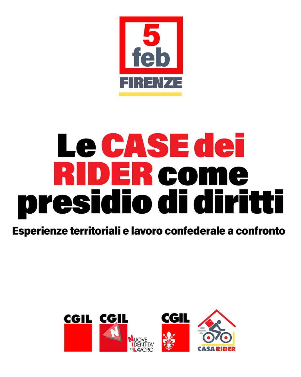 NIdiLCGIL's tweet image. 🟥 𝐋𝐄 𝐂𝐀𝐒𝐄 𝐃𝐄𝐈 #RIDER 𝐂𝐎𝐌𝐄 𝐏𝐑𝐄𝐒𝐈𝐃𝐈𝐎 𝐃𝐈 𝐃𝐈𝐑𝐈𝐓𝐓𝐈
Domani #5febbraio a #firenze una giornata di approfondimento sul tema dei lavoratori e delle lavoratrici del #fooddelivery organizzata da @NIdiLCGIL  e @cgilnazionale 

Info👉bit.ly/3NWmFz1