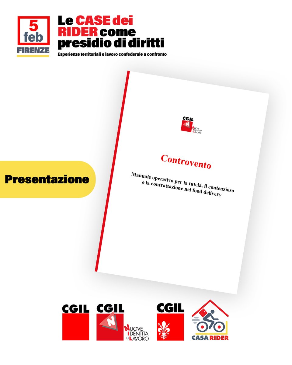 NIdiLCGIL's tweet image. 🟥 𝐋𝐄 𝐂𝐀𝐒𝐄 𝐃𝐄𝐈 #RIDER 𝐂𝐎𝐌𝐄 𝐏𝐑𝐄𝐒𝐈𝐃𝐈𝐎 𝐃𝐈 𝐃𝐈𝐑𝐈𝐓𝐓𝐈
Domani #5febbraio a #firenze una giornata di approfondimento sul tema dei lavoratori e delle lavoratrici del #fooddelivery organizzata da @NIdiLCGIL  e @cgilnazionale 

Info👉bit.ly/3NWmFz1