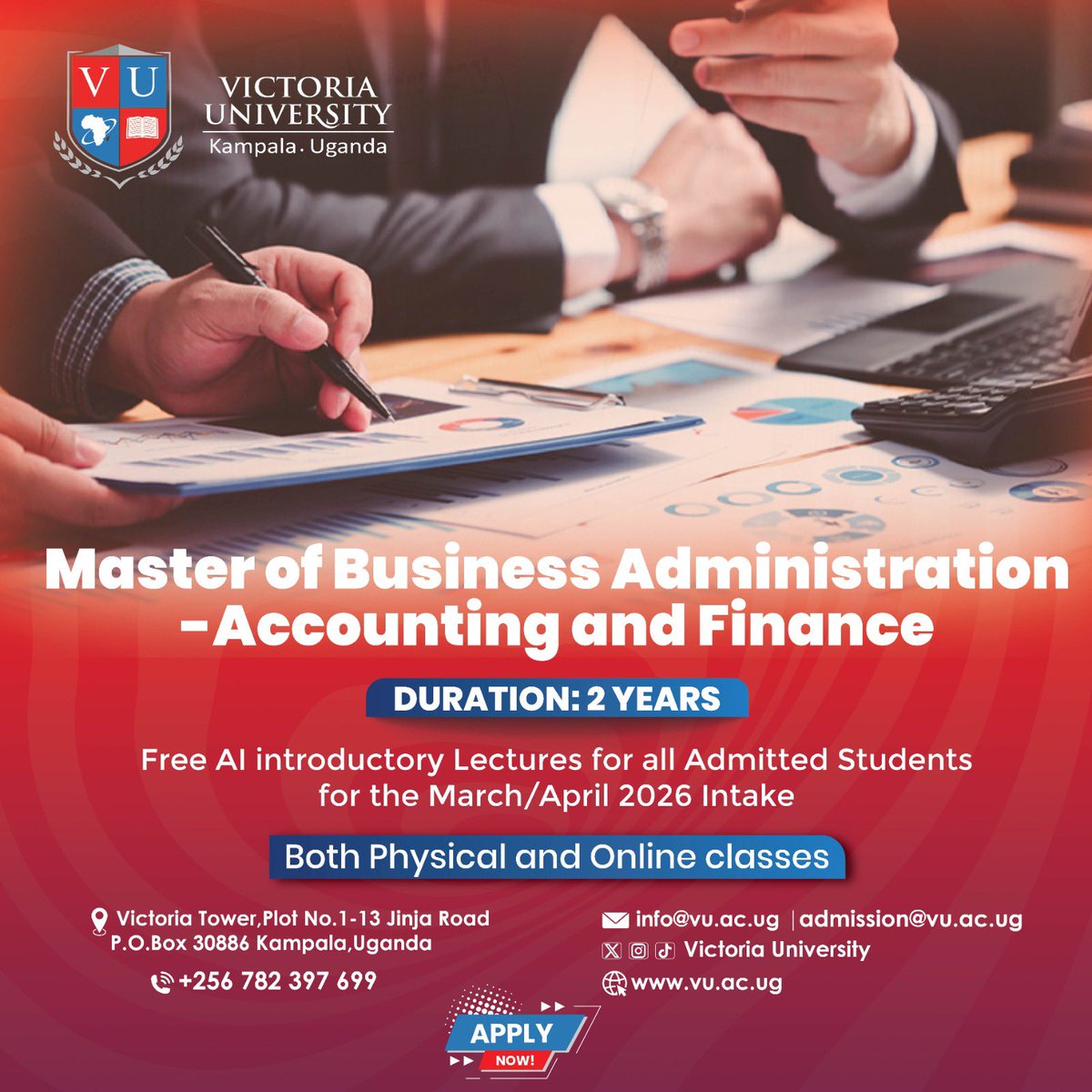 Here we are now. Determined to have the widest coverage of study and opportunities. No one is left out. Join us now <a href="/VUKampala/">Victoria University, Kampala</a>