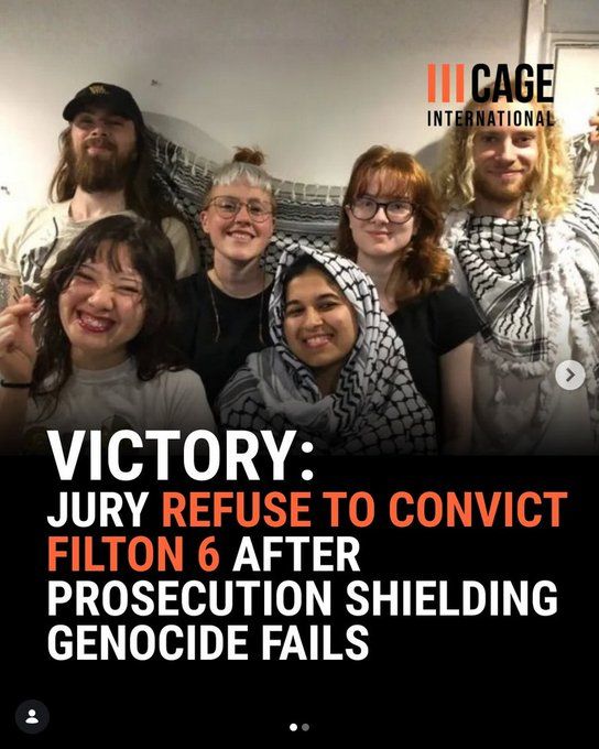 BladeoftheS's tweet image. Today the jury refused to convict the 6 who broke into Israel's Elbit factory that makes weapons to kill civilians in Gaza.

THIS is why the Government wants to get rid of jury trials.