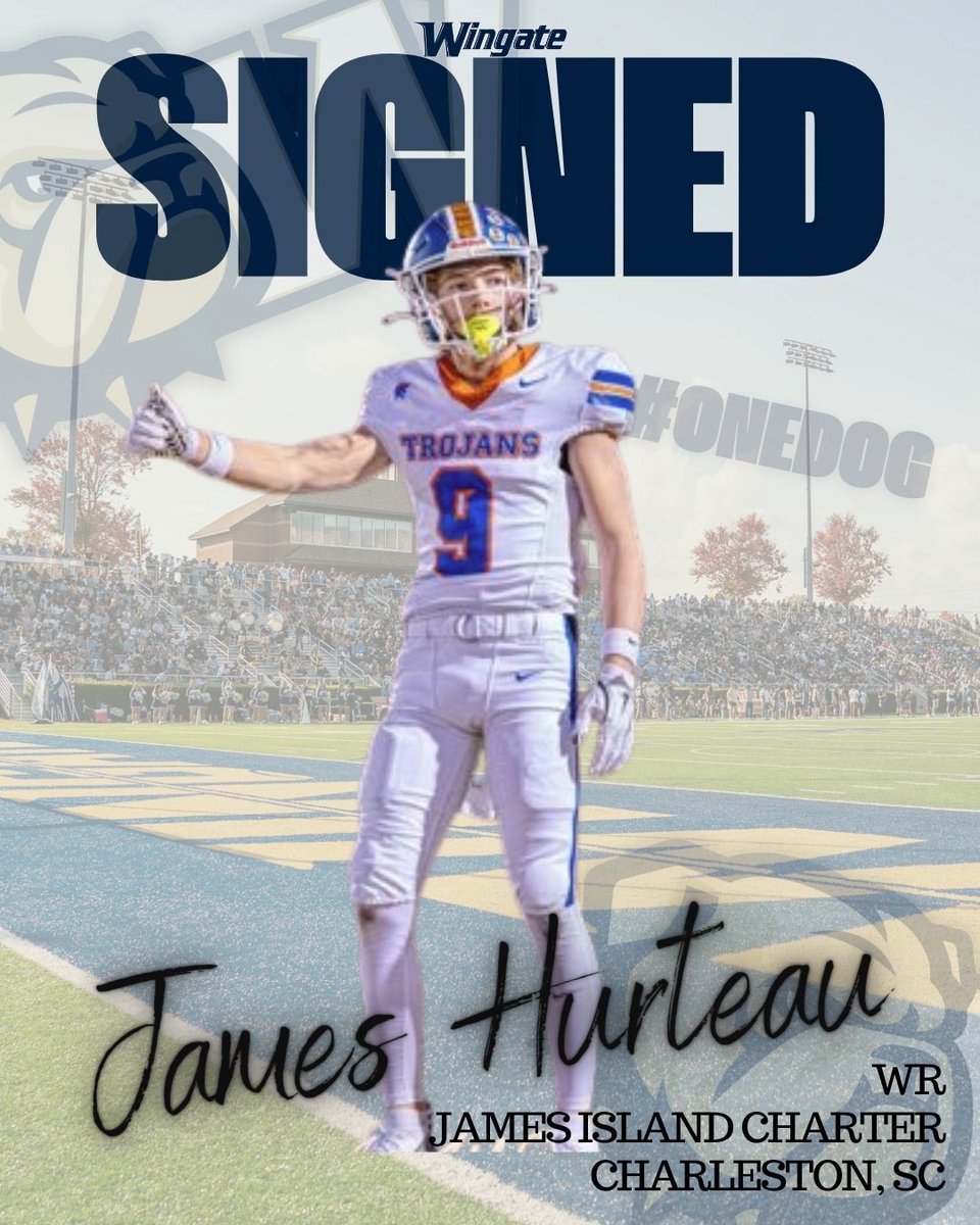 WingateFb's tweet photo. Signed✍️ 

Welcome to the Wingate Bulldogs family James!

@HurteauJames 
#ONEDOG https://t.co/lE5OwO2pwk