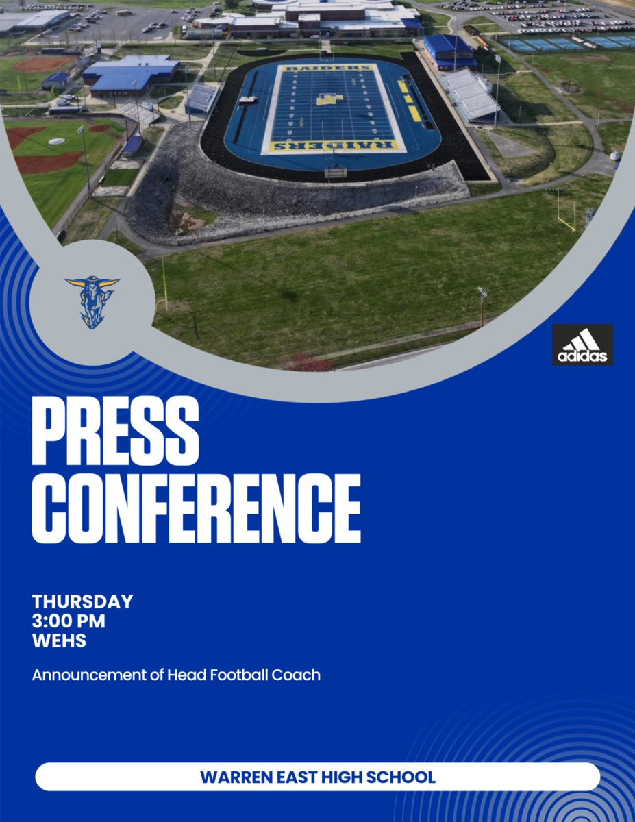 WEMS_WEHSAD's tweet photo. Announcement:  WEHS will hold a press conference Thursday at 3:00 to introduce our Head Football Coach.  The public is invited to attend.  Exciting times.

@WCPSAthletics_ https://t.co/oPVntLAbYm